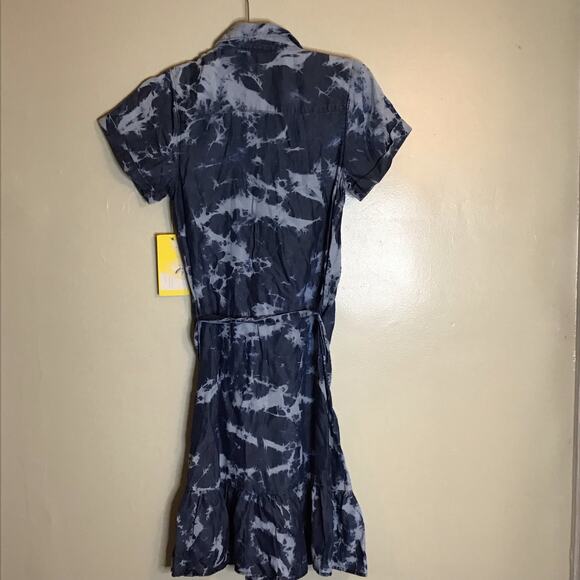 Spense Women Tie Dye denim Dress Sz. Sm button front Ruffle bottom NWT - Picture 6 of 10